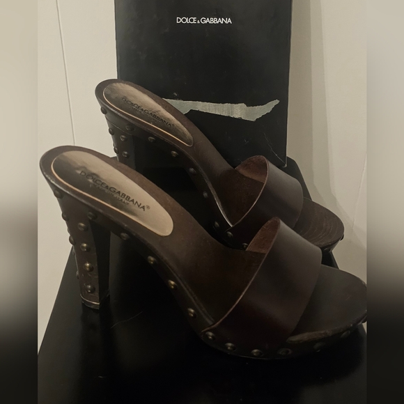 Dolce & Gabbana Brown Studded Heeled Sandals 40.5 / 9.5 - Picture 11 of 15